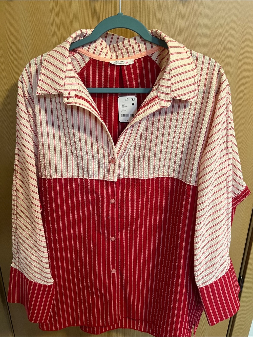 Striped Red and Cream Button-Front Free People